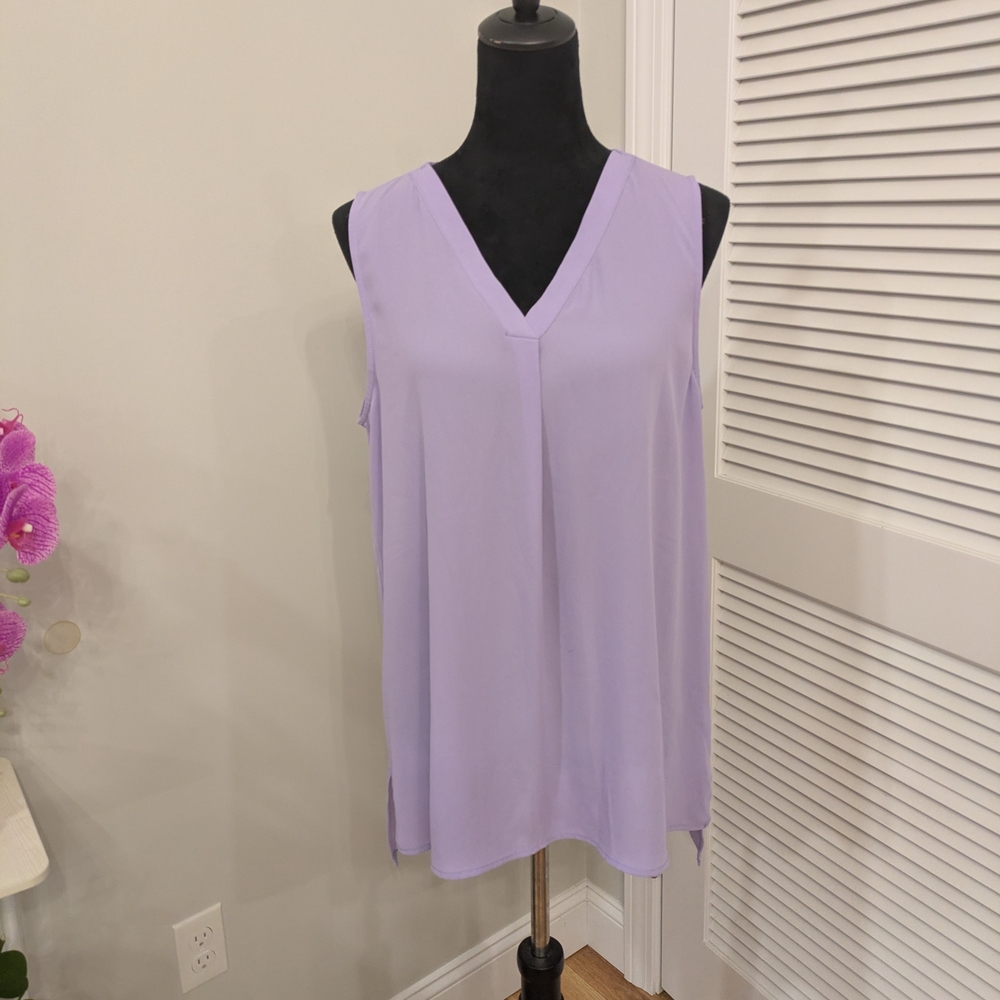 Pleione Light Purple Sleeveless V-Neck Blouse Size L